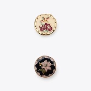 NWT Zara 2-Pack Floral Resin Enamel Rings